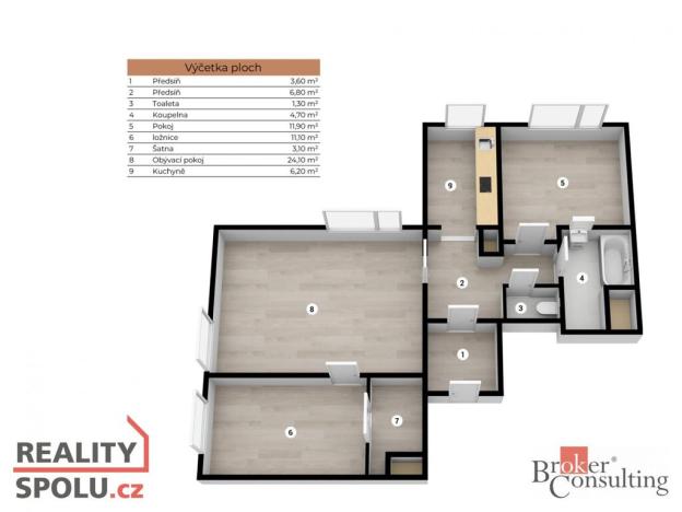 Pronájem bytu 3+1, Praha - Troja, Glowackého, 76 m2