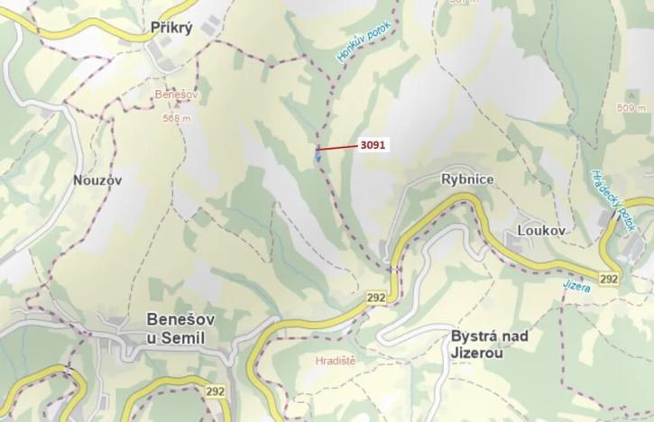 Dražba lesa, Benešov u Semil, 1964 m2