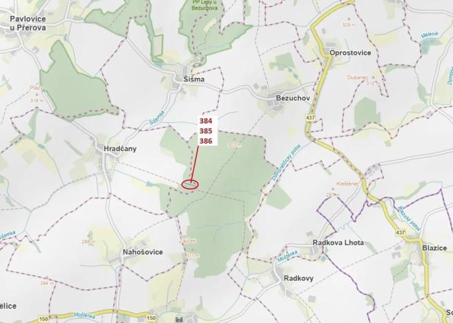 Dražba lesa, Hradčany-Kobeřice, 3483 m2