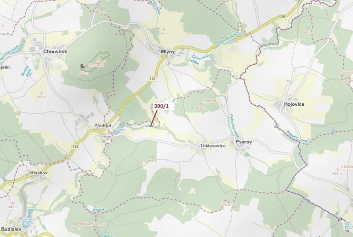 Dražba pozemku, Psárov, 2190 m2