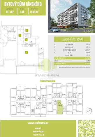 Pronájem bytu 1+kk, Olomouc, Janského, 35 m2