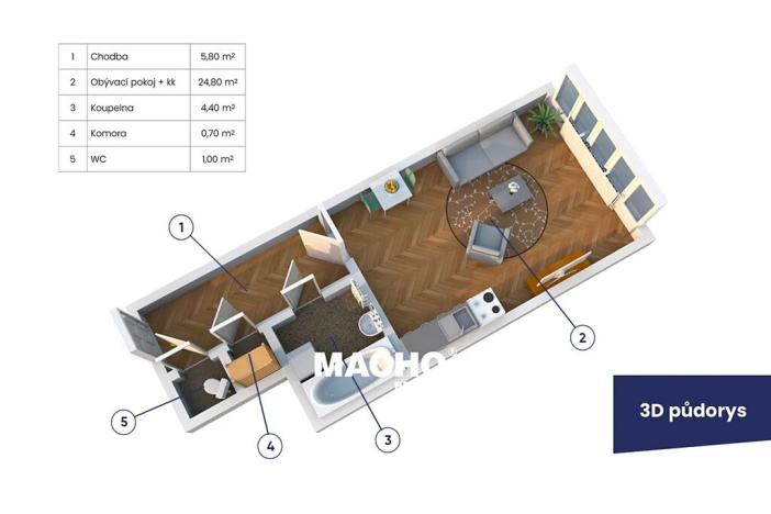 Pronájem bytu 1+kk, Praha - Vinohrady, Hradešínská, 37 m2