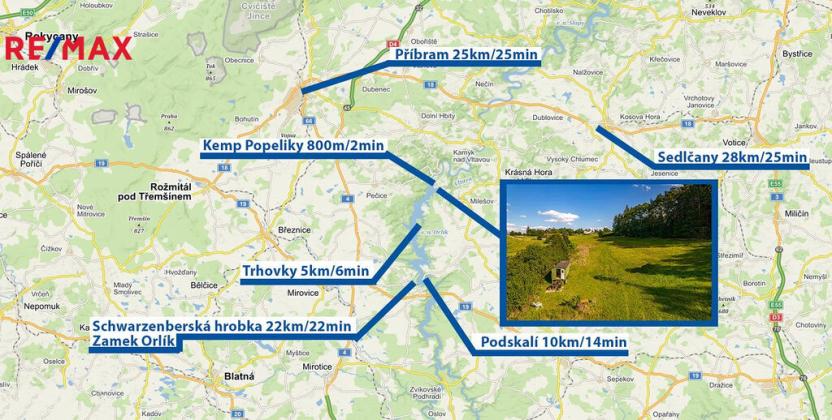 Prodej louky, Milešov, 4358 m2