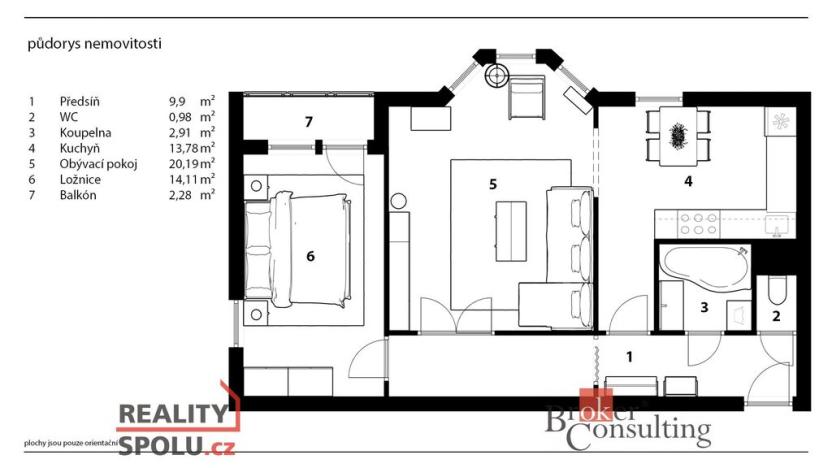 Prodej bytu 2+1, Kosmonosy, Jizerská, 64 m2