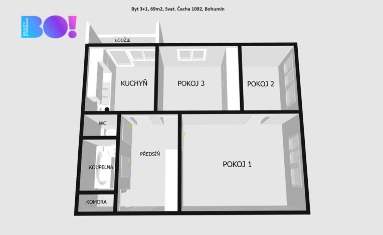 Pronájem bytu 3+1, Bohumín, Svat. Čecha, 69 m2