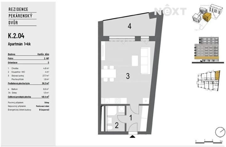 Pronájem bytu 1+kk, Brno, Bratislavská, 37 m2