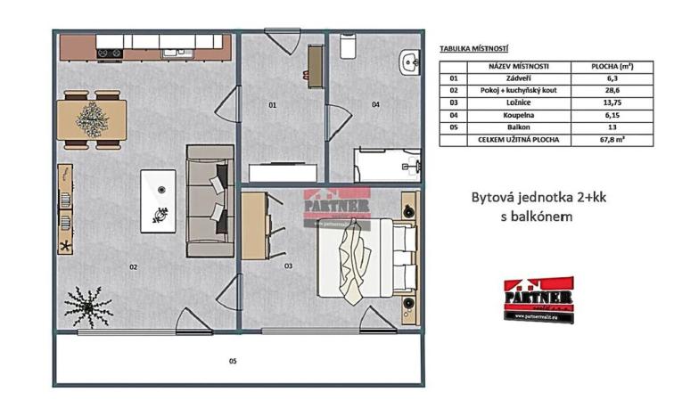 Prodej bytu 2+kk, Tábor, Svážná, 54 m2