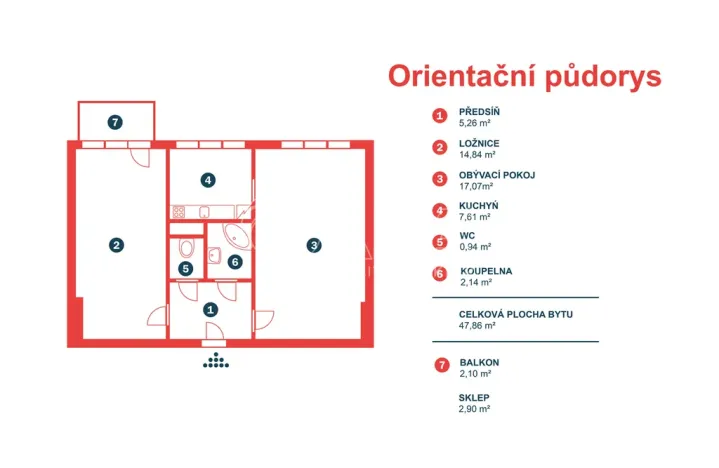 Prodej bytu 2+1, Praha - Letňany, Vítkovická, 48 m2