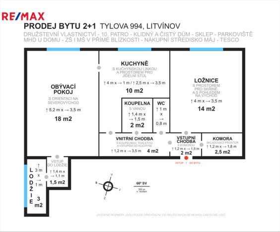Prodej bytu 2+1, Litvínov - Horní Litvínov, Tylova, 55 m2