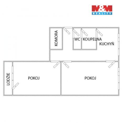 Pronájem bytu 2+1, Chomutov, Palackého, 60 m2