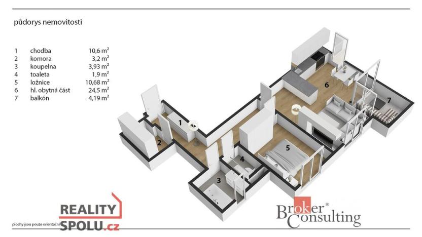 Prodej bytu 2+kk, Hradec Králové - Třebeš, Pod Svahem, 56 m2