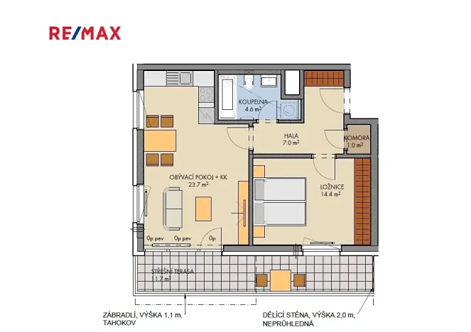 Pronájem bytu 2+kk, Praha - Prosek, Čakovická, 53 m2