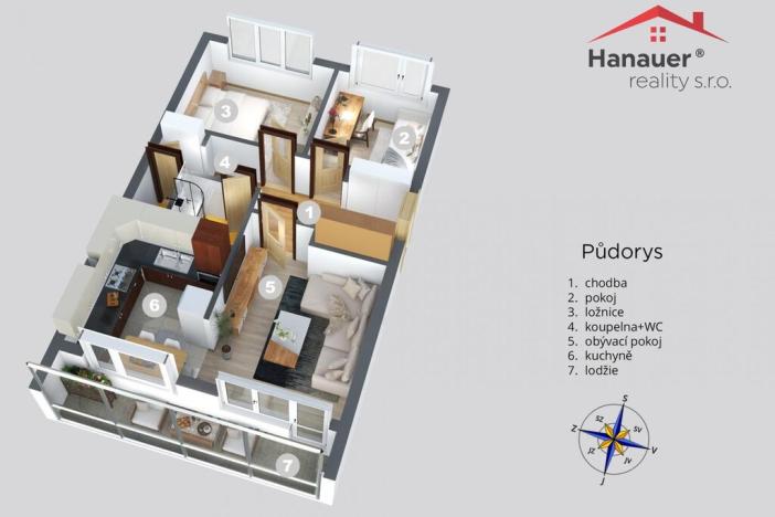 Prodej bytu 3+kk, Praha - Střížkov, Rumburská, 55 m2