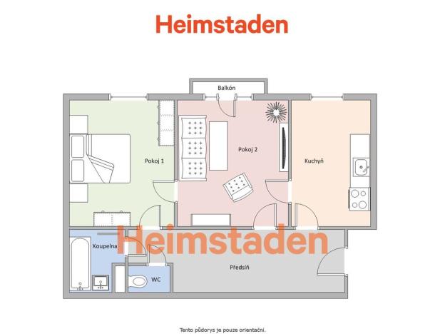 Pronájem bytu 2+1, Havířov - Město, Nerudova, 50 m2