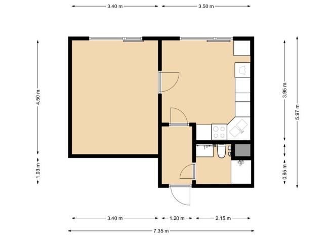 Pronájem bytu 1+1, Děčín - Děčín IX-Bynov, Gagarinova, 34 m2