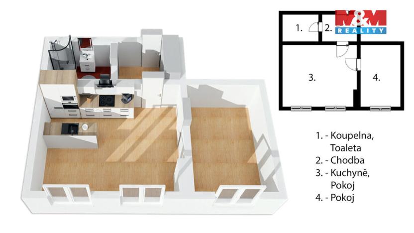Prodej bytu 2+kk, Praha - Záběhlice, Na lávce, 47 m2