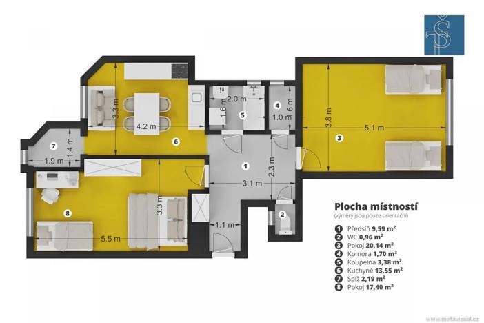 Prodej bytu 2+1, Praha - Nové Město, Na slupi, 69 m2