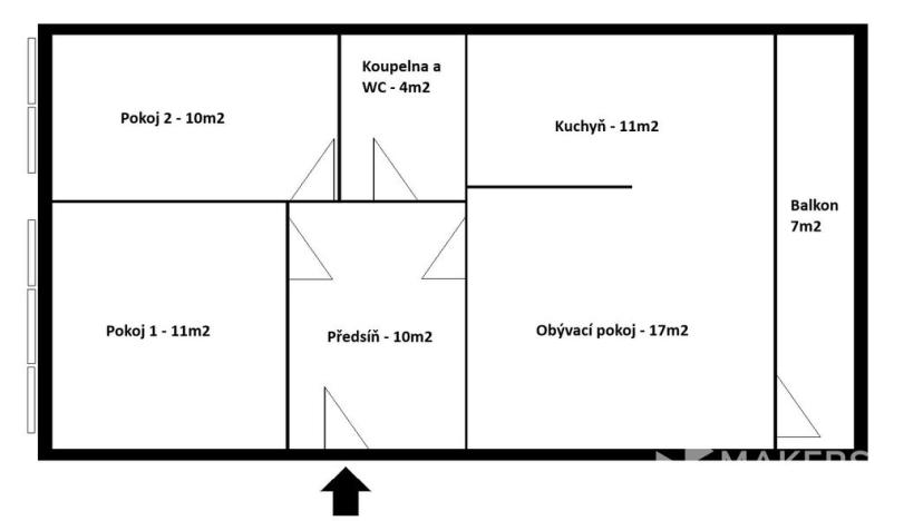 Pronájem bytu 3+kk, Praha - Nusle, Kotorská, 63 m2