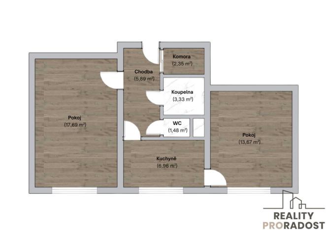 Prodej bytu 2+1, Rohatec, Vítězná, 52 m2