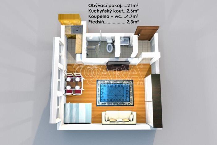 Pronájem bytu 1+kk, Praha - Stodůlky, Petržílkova, 32 m2