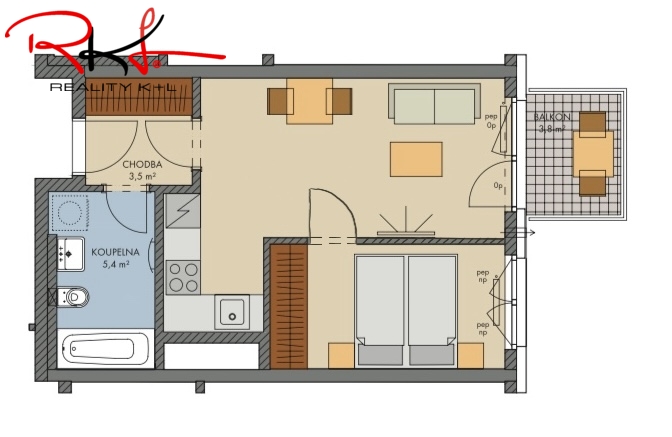 Prodej bytu 2+kk, Kralupy nad Vltavou, 38 m2
