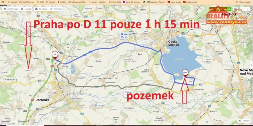 Prodej louky, Nahořany, 1000 m2