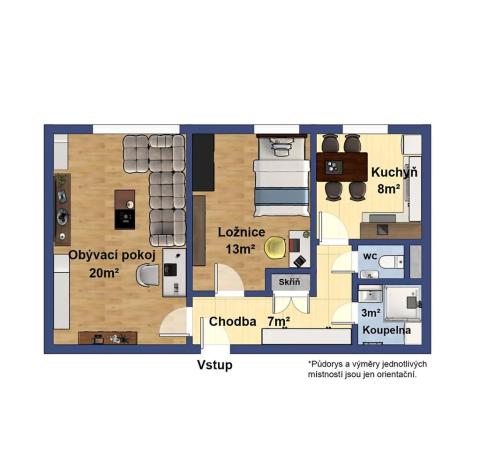 Pronájem bytu 2+1, Praha - Letňany, Fryčovická, 52 m2