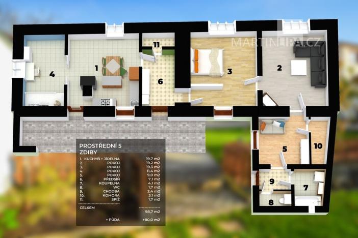 Prodej rodinného domu, Zdiby, Prostřední, 178 m2