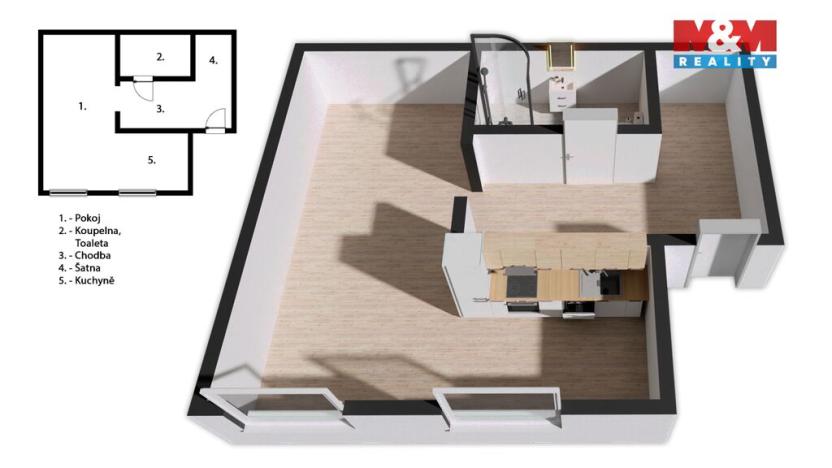Prodej bytu 1+kk, Šumperk, Komenského, 35 m2