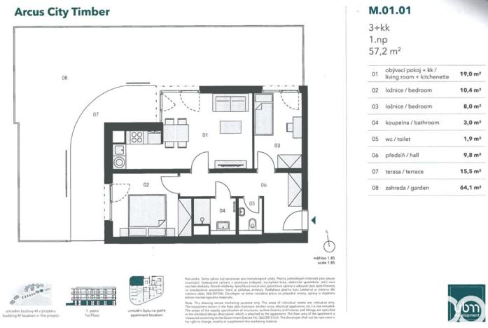 Pronájem bytu 3+kk, Praha, Ujgurská, 57 m2