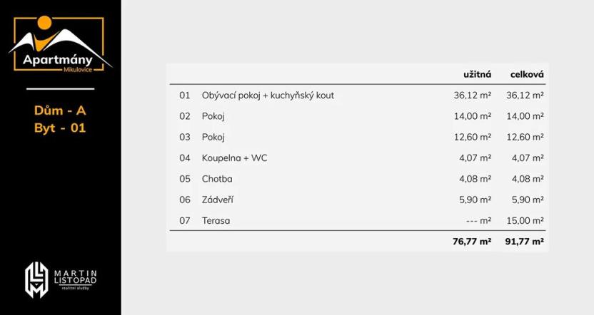 Prodej apartmánu, Mikulovice, 77 m2