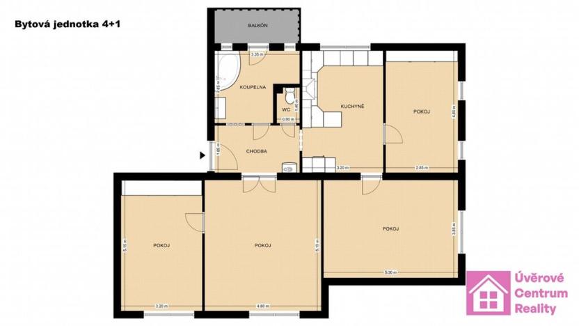 Prodej bytu 4+1, Hodonín, Sv. Čecha, 105 m2