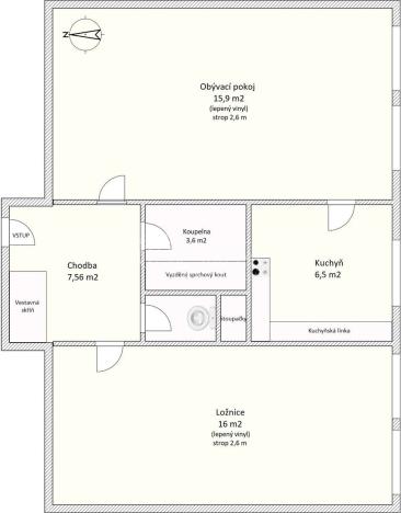 Pronájem bytu 2+1, Kladno - Kročehlavy, Dlouhá, 53 m2