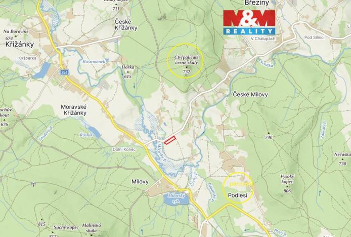 Prodej pole, Křižánky - České Milovy, 10634 m2