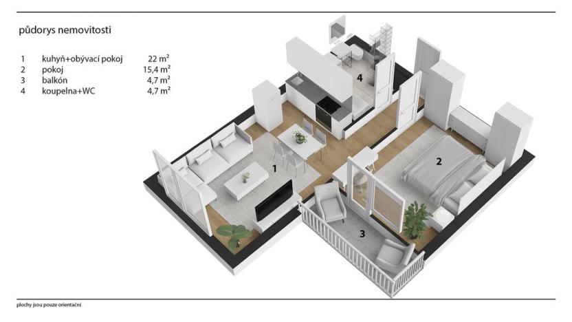 Prodej bytu 2+kk, Hradec Králové - Třebeš, třída Edvarda Beneše, 47 m2