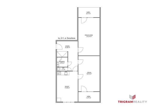 Prodej bytu 2+1, Hradec Králové - Nový Hradec Králové, Durychova, 79 m2