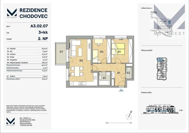 Prodej bytu 3+kk, Praha - Chodov, Blažimská, 69 m2
