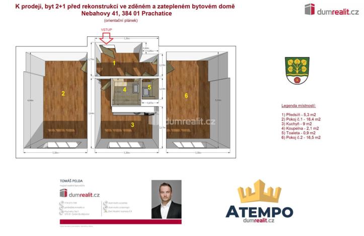 Prodej bytu 2+1, Nebahovy, 59 m2