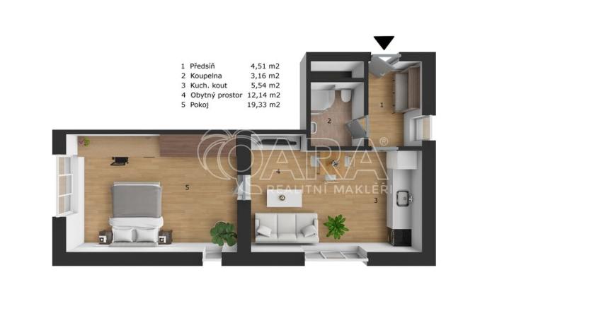 Pronájem bytu 2+kk, Praha - Strašnice, Krátká, 45 m2