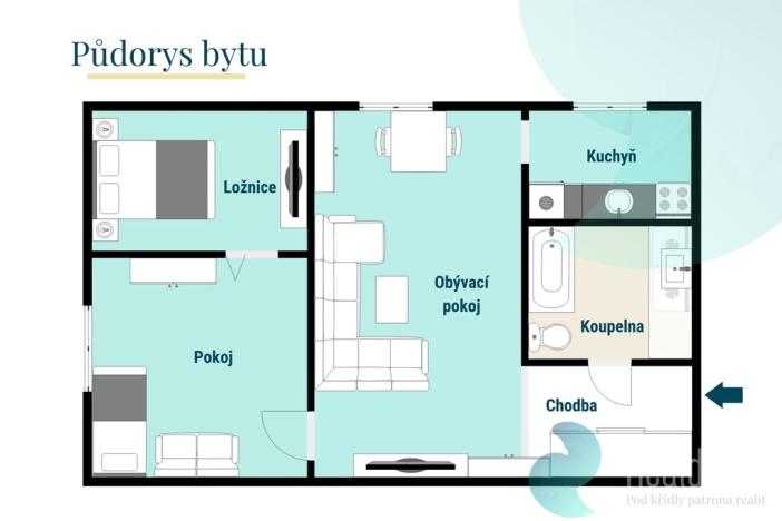 Prodej bytu 2+1, Netřebice, 56 m2