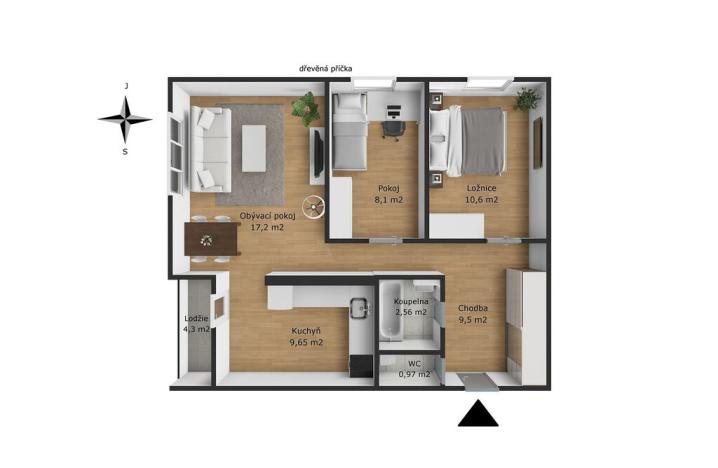 Prodej bytu 3+1, Benešov, Jiřího Horáka, 59 m2