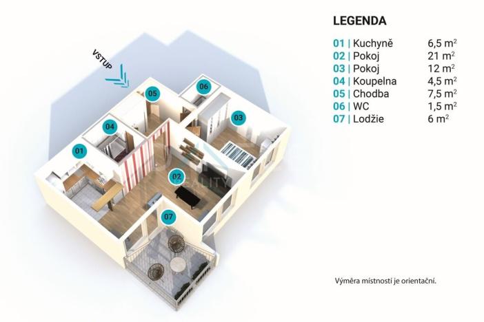 Pronájem bytu 2+kk, Brno - Líšeň, Leskauerova, 54 m2