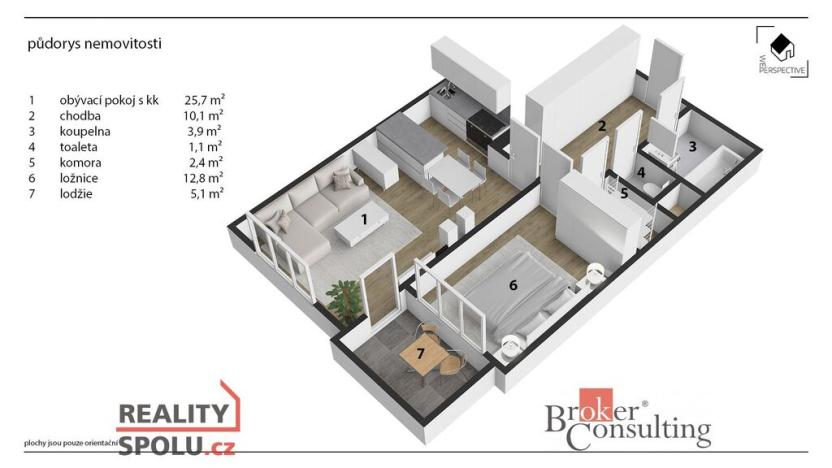 Pronájem bytu 2+kk, Pardubice - Trnová, Jana Hrubého, 56 m2