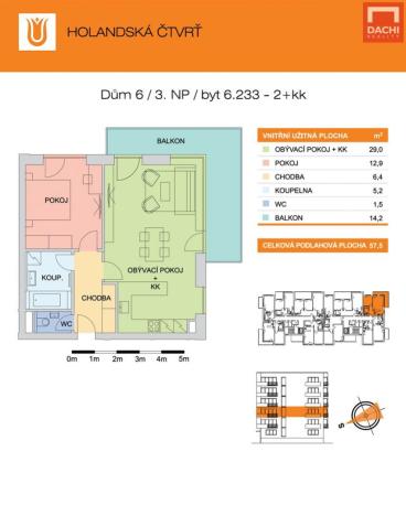 Pronájem bytu 2+kk, Olomouc, Edvarda Beneše, 57 m2