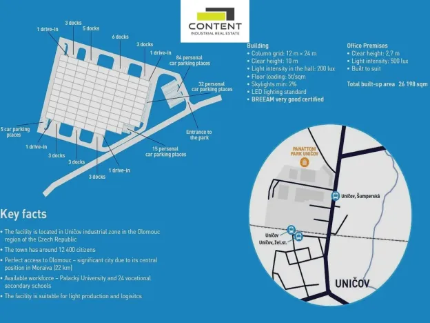 Pronájem skladu, Uničov, Šumperská, 5000 m2