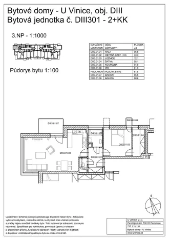 Pronájem bytu 2+kk, Pardubice, Pod Vinicí, 62 m2