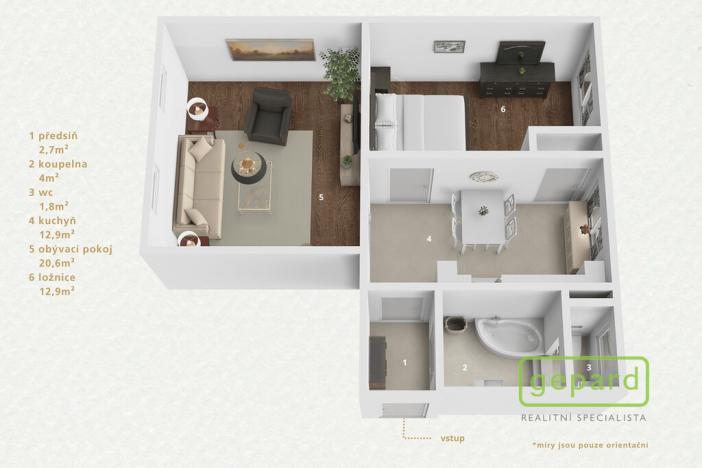 Prodej bytu 2+1, Cheb, Evropská, 53 m2