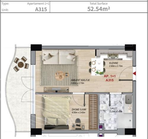 Prodej bytu 2+kk, Golem, kraj Tirana, Albánie, 62 m2