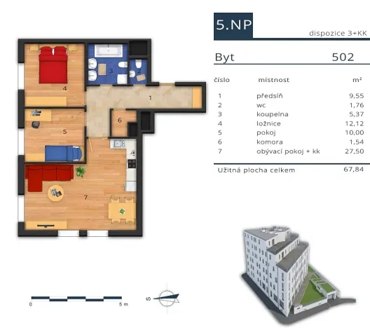 Pronájem bytu 3+kk, Praha - Krč, Pacovská, 68 m2