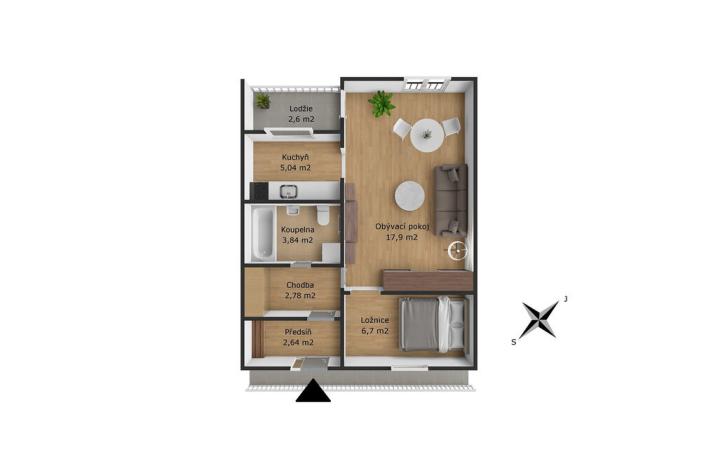 Prodej bytu 1+1, Týnec nad Sázavou - Brodce, Na Kněžině, 39 m2